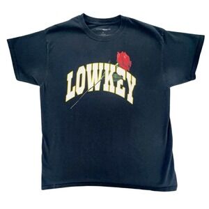 Fashion Nova Men's Lowkey Rose Graphic Black T-Shirt -‎ Size Large